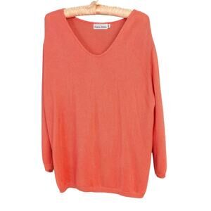 Casual Studio Sweater Woman’s XL Orange Knit 3/4 Sleeve